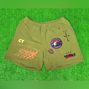Travis Scott Cactus Jack Trails Shorts Houston Texas Army Green Patch Size Small